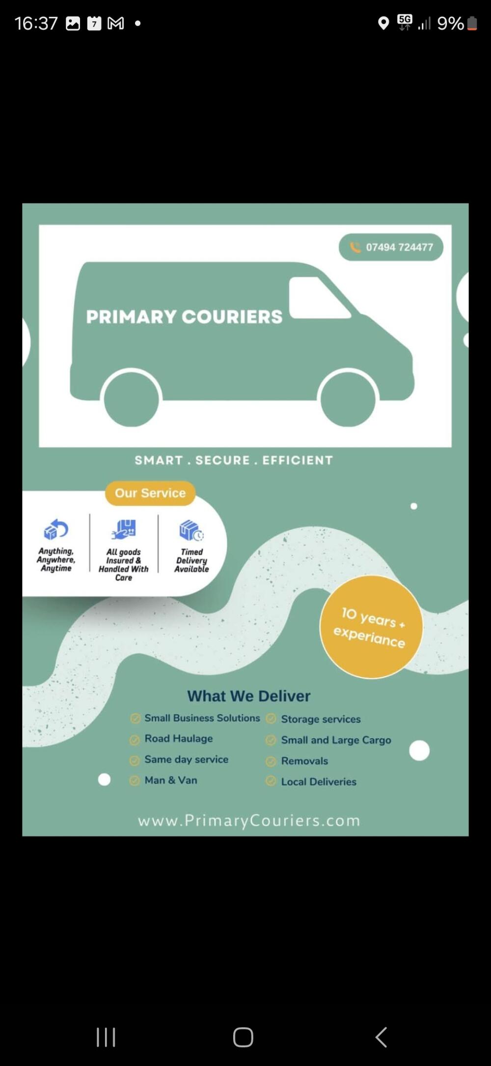 Primary couriers ltd, Hartlepool man and van reference image 2