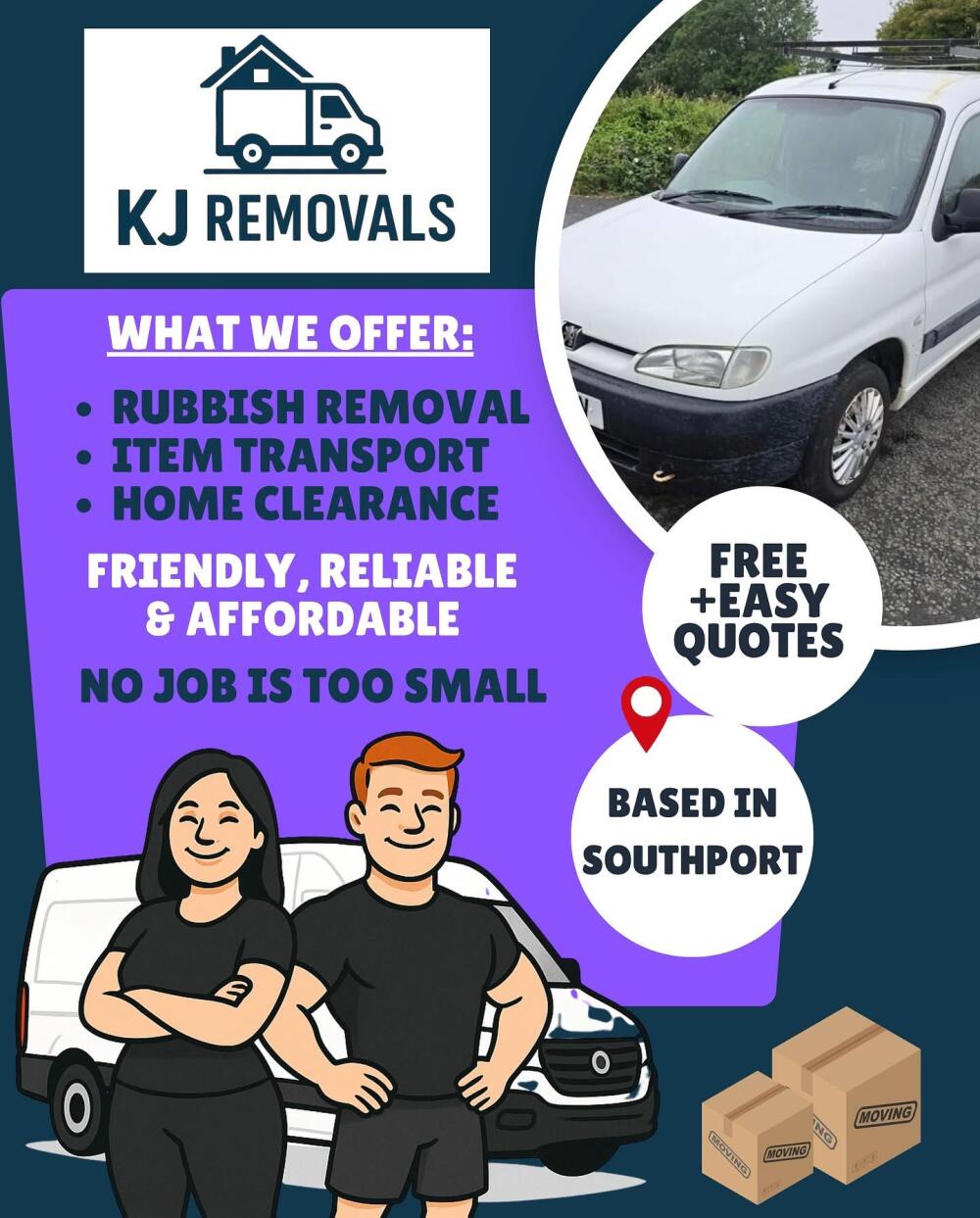 KJRemovals, Southport man and van reference image 1